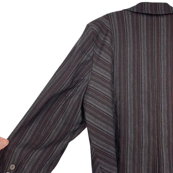Dark Academia Striped Blazer Size 18 Floral Embroidery - Picture 9 of 16